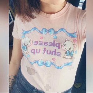Kawaii pixel cat pink shirt